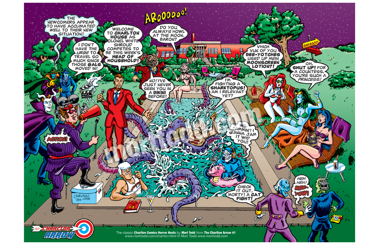 CHARLTON HORROR HOST POOL PARTY by MORT TODD